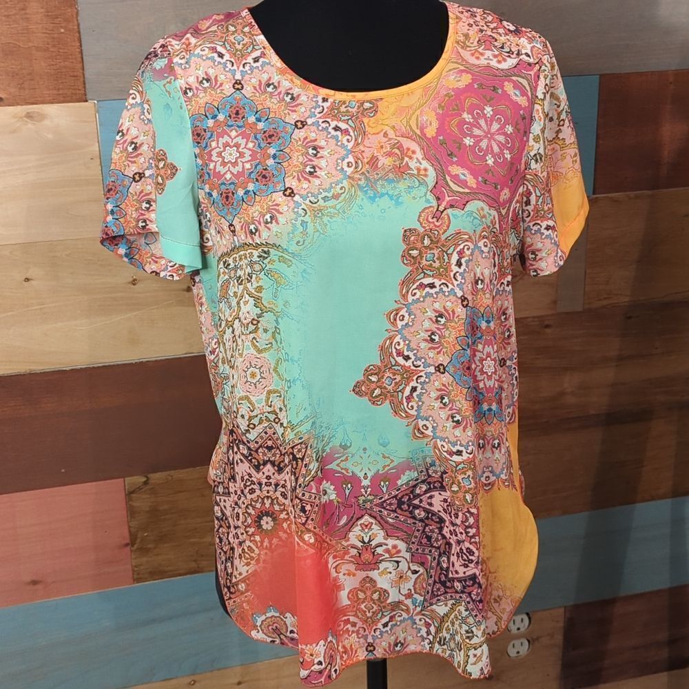 Petite small sheer super soft high low blouse side split